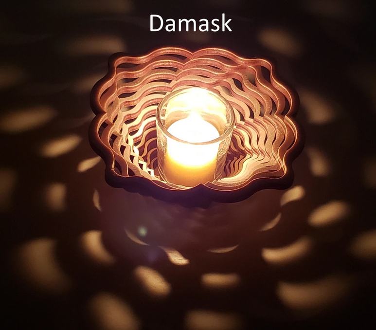 Baltic By Design Wood Votive (Damask Pattern)
