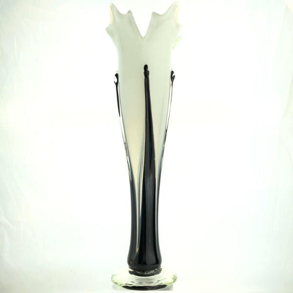 Callahan Mountain Studios Glass Flower Vase (White/Black)