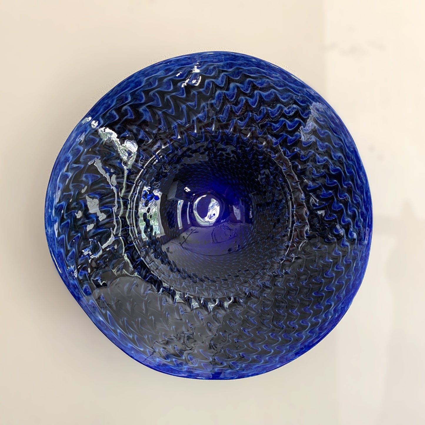 Callahan Mountain 15" Fluted Glass Bowl in Cobalt
