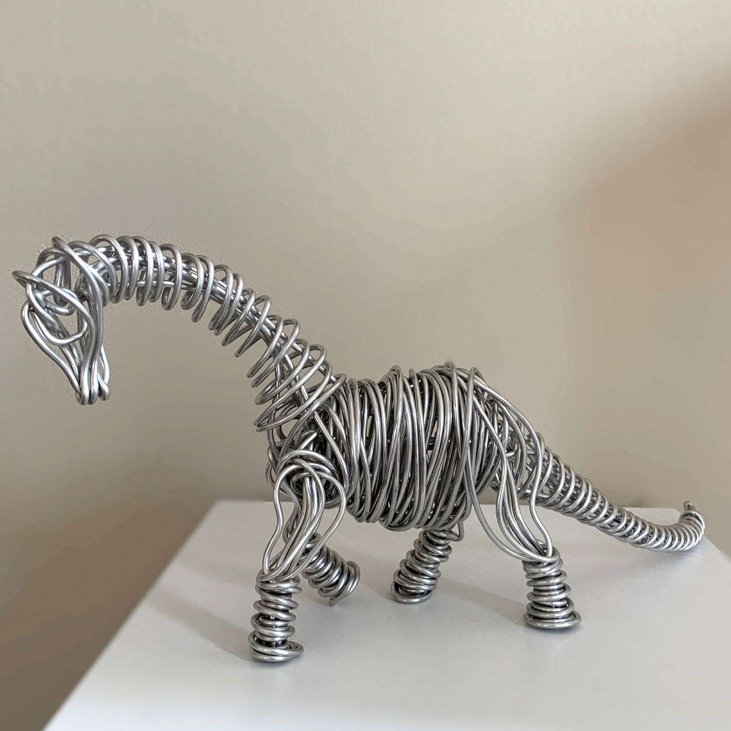 Drawn Metal Wire Brontosaurus (Silver)
