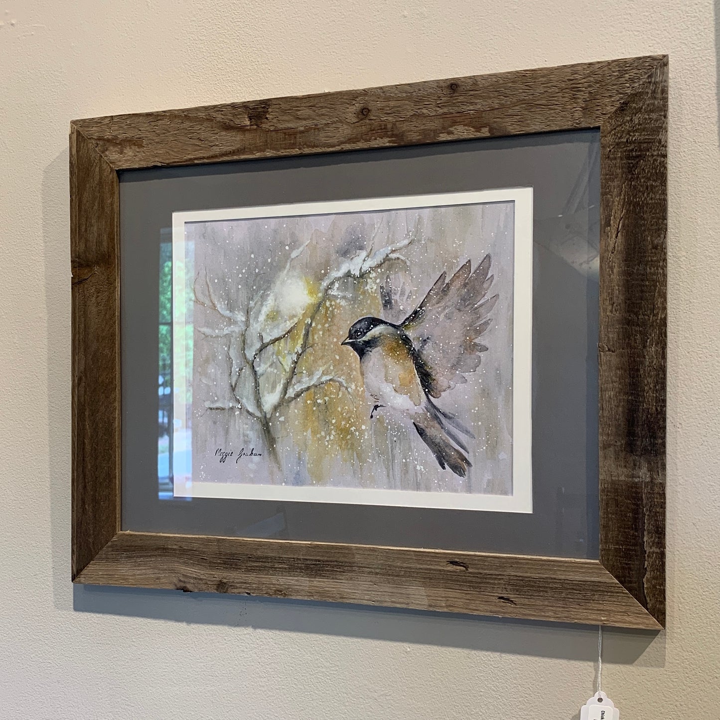 Maggie Graham "Chickadee in Snow" Framed Watercolor