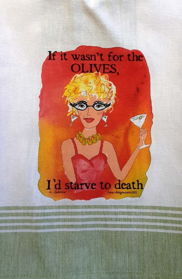 Lunar Designs Kitchen Towel #015 "Martini/Olives"