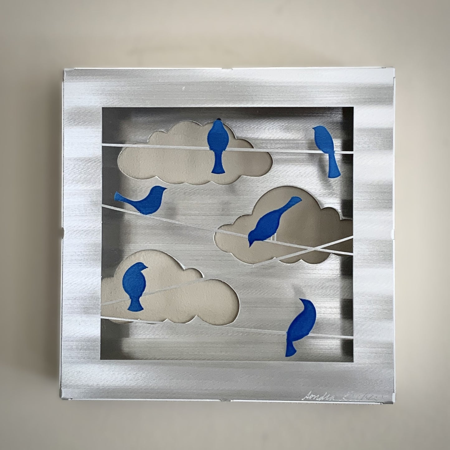 Metal Petal Art "Blue Birds On A Wire" Box