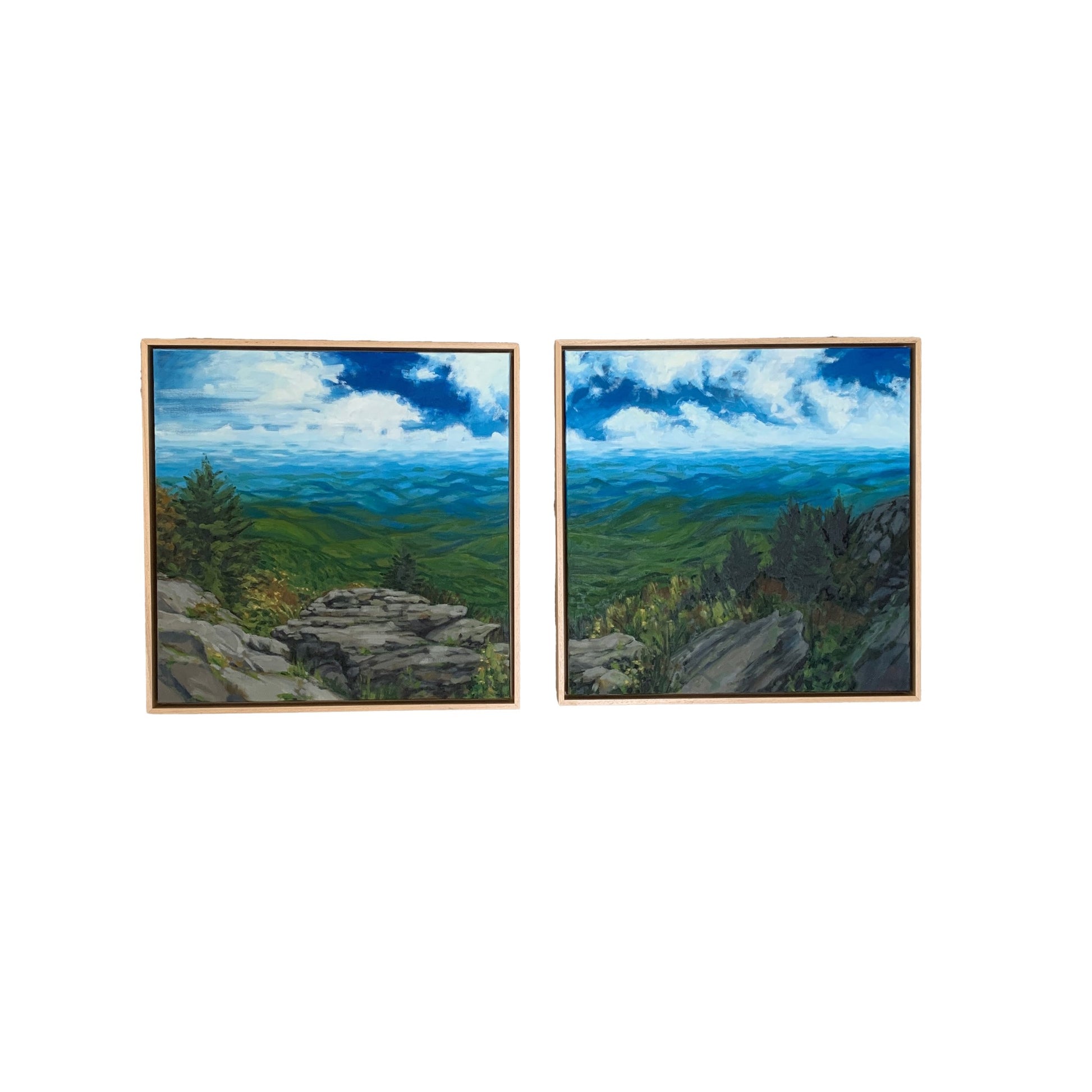 Joy Moser "Blue Ridge Diptych" Framed Oil Paintings