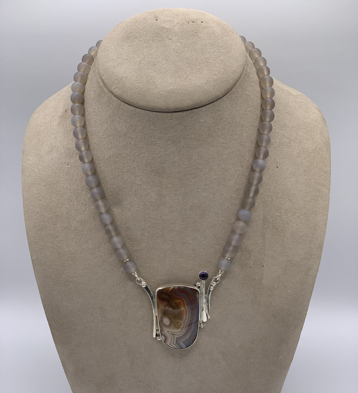Katherine Palmer Agate, Amethyst, and Quartz Necklace