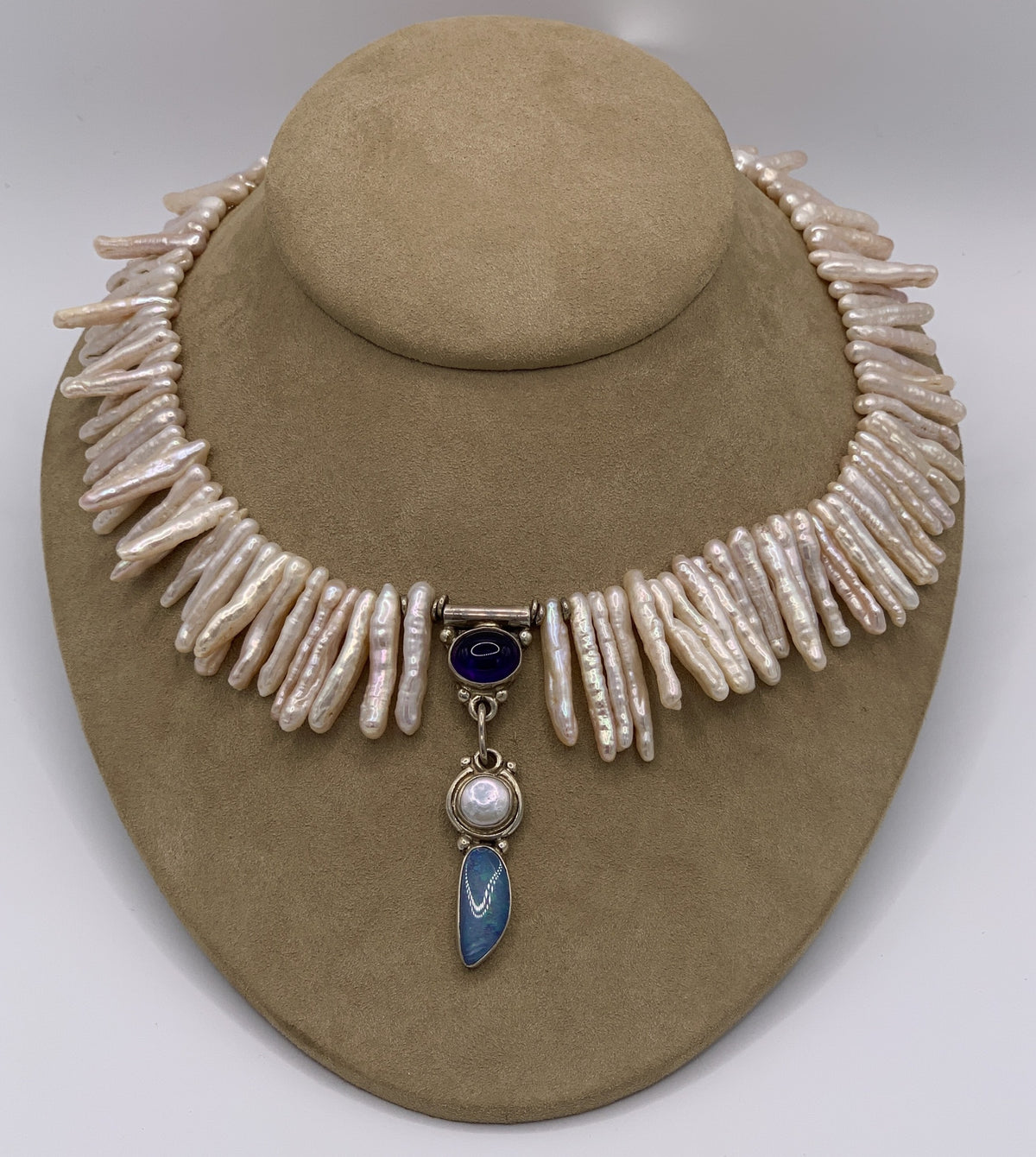 Katherine Palmer Pearl, Amethyst, and Opal Necklace