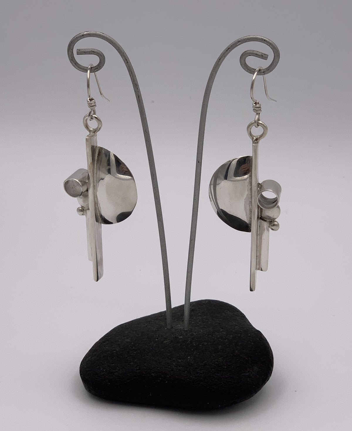 Katherine Palmer Sterling Silver Half Dome and Tubing Earrings