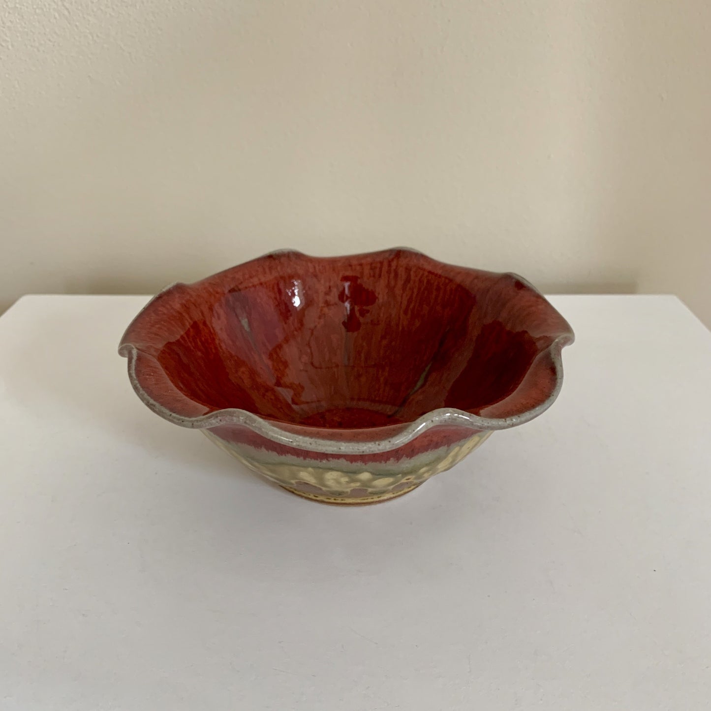 Ray Pottery Ice Cream Bowl Red