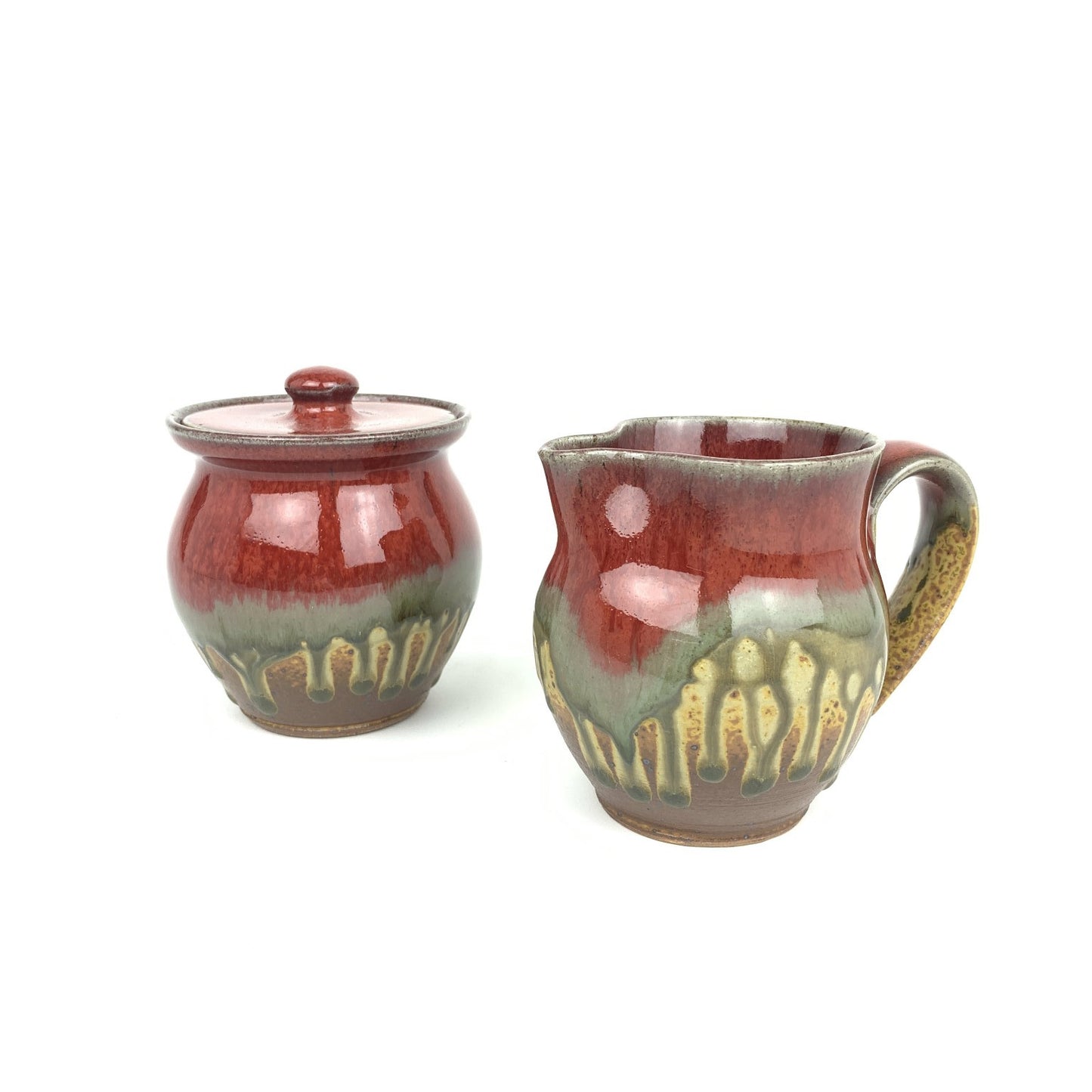 Ray Pottery Cream & Sugar Set Red