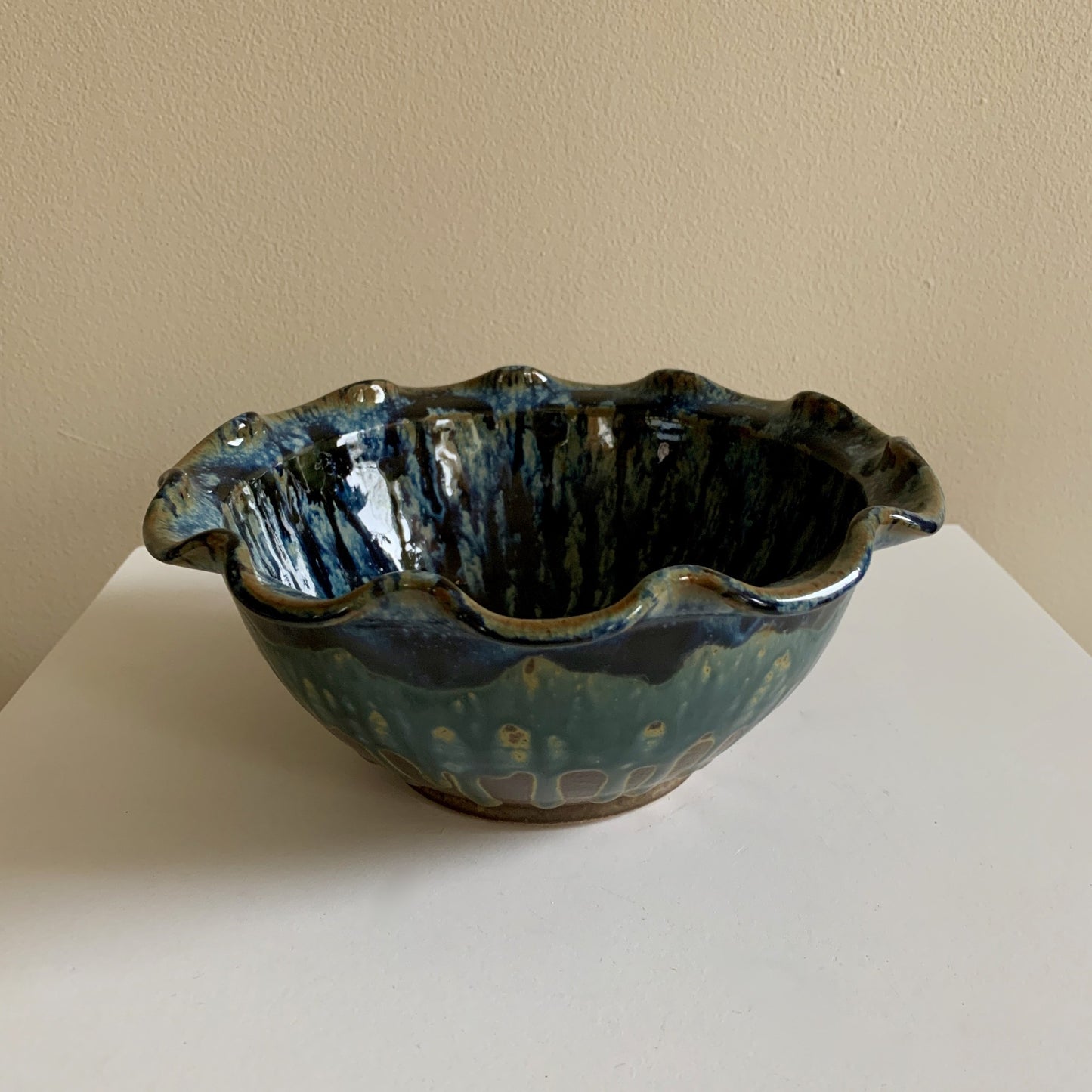 Ray Pottery Fluted Bowl #2 Peacock
