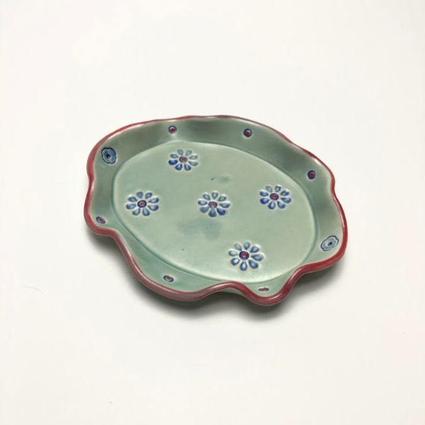 Rebecca Lowery Pottery Soap Dish Green
