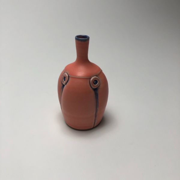 Rebecca Lowery Pottery Small Bottle Vase Flamingo