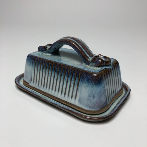 Salvaterra Pottery Covered Butter Dish Mist
