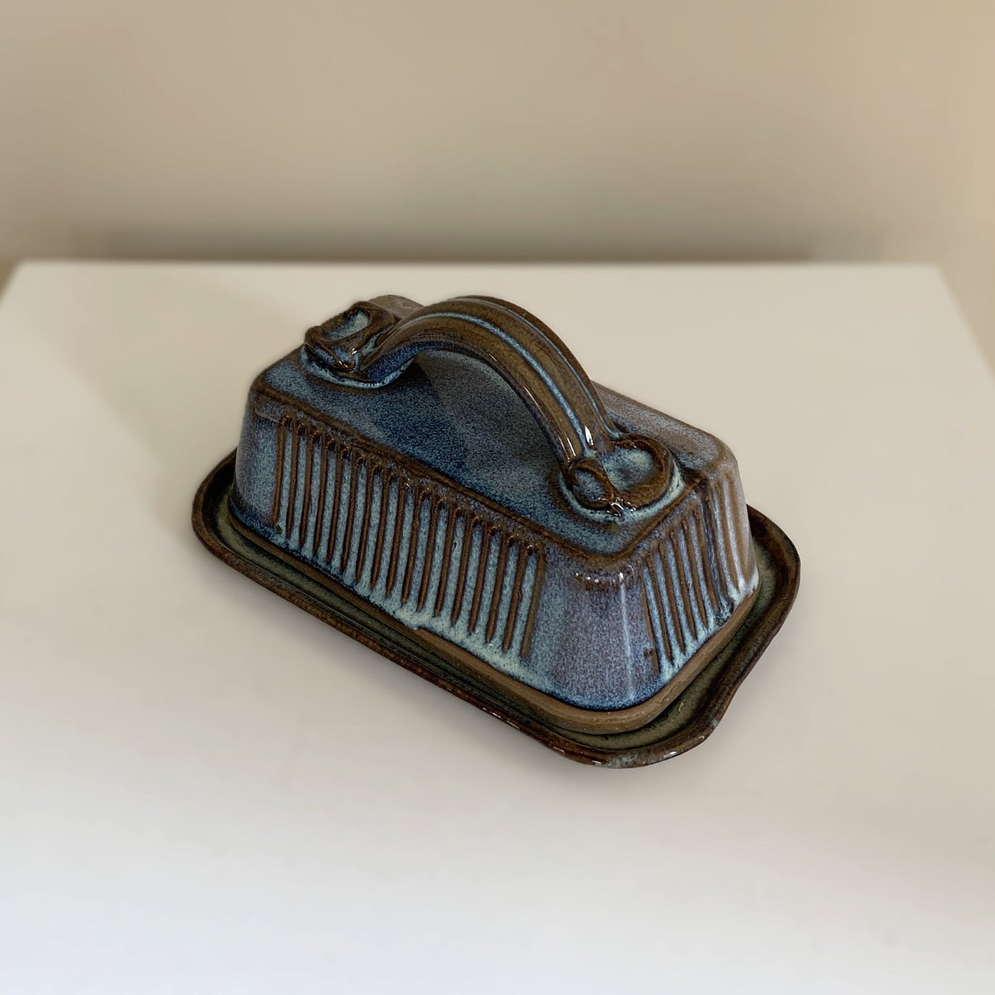 Salvaterra Pottery Covered Butter Dish Sky