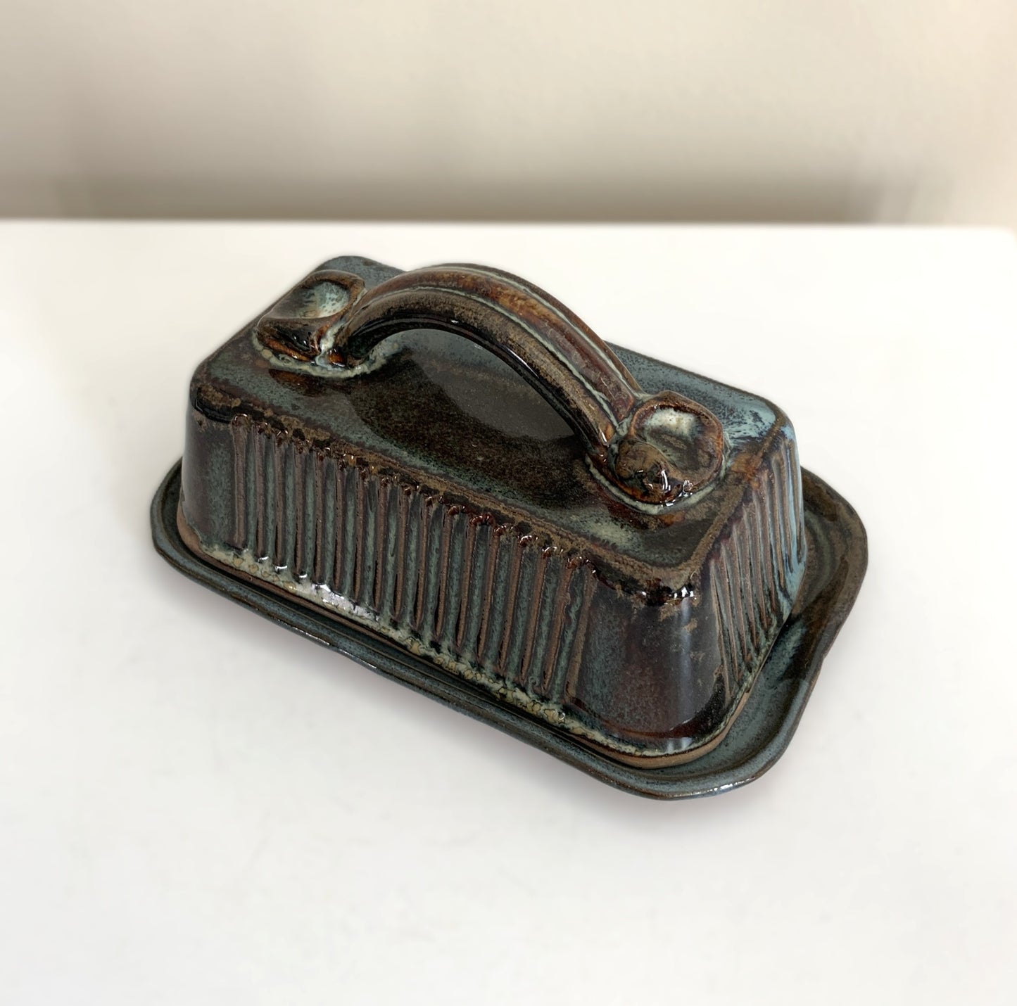 Salvaterra Pottery Covered Butter Dish Waterfall