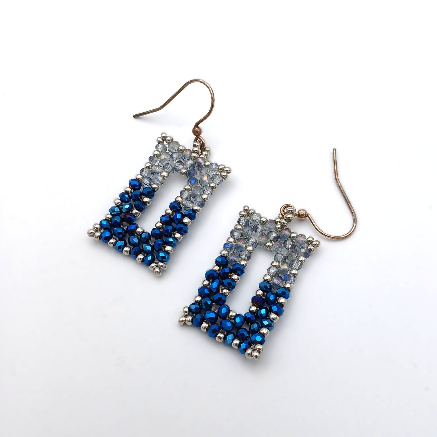 Vita Schneider Beaded Earrings, Blue Crystal Rectangle