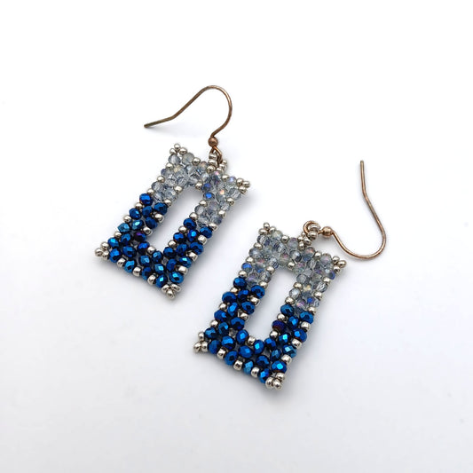 Vita Schneider Beaded Earrings, Blue Crystal Rectangle