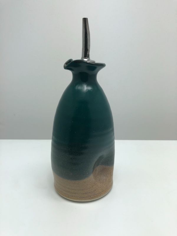 Stegall's Stoneware Oil Cruet Green