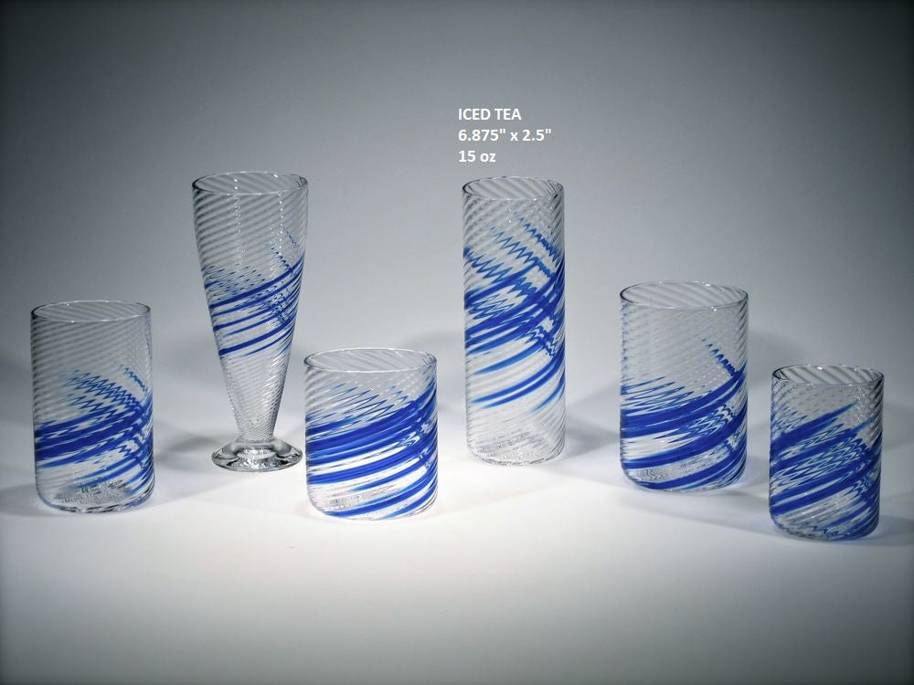 Tom Stoenner Ice Tea Glass (Blue Swirl)