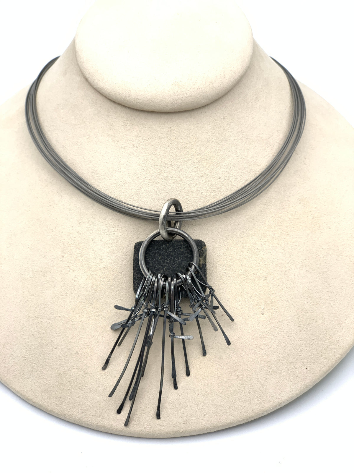 Terri Logan Basalt and Fringe Necklace
