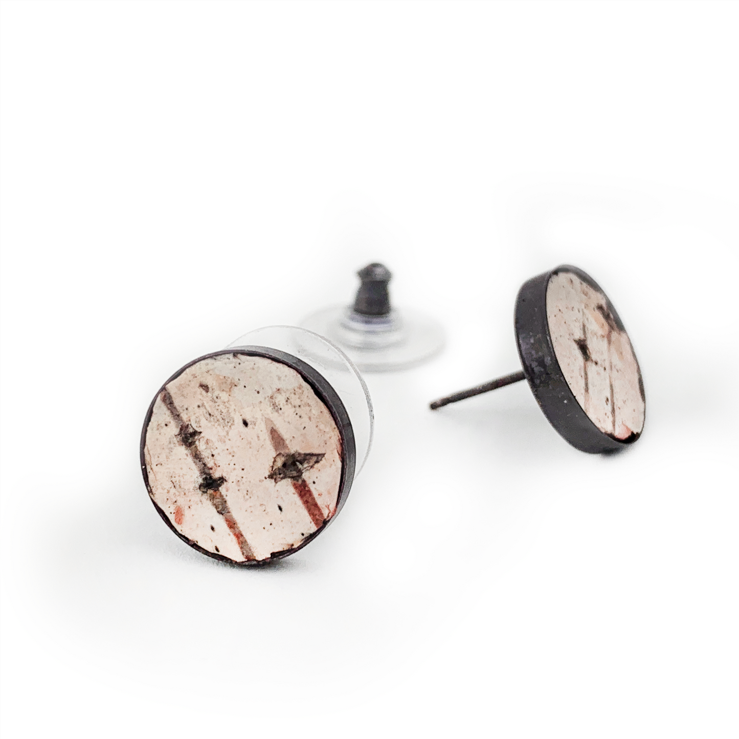 Tessoro Birch Bark Oxidized Silver Post Earrings