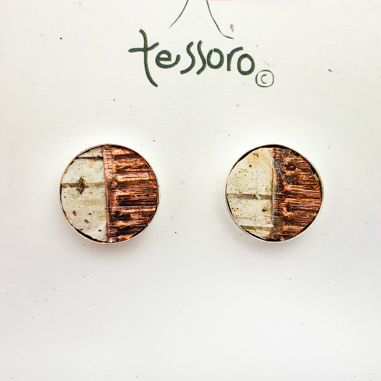 Tessoro Birch Bark and Copper Post Earrings