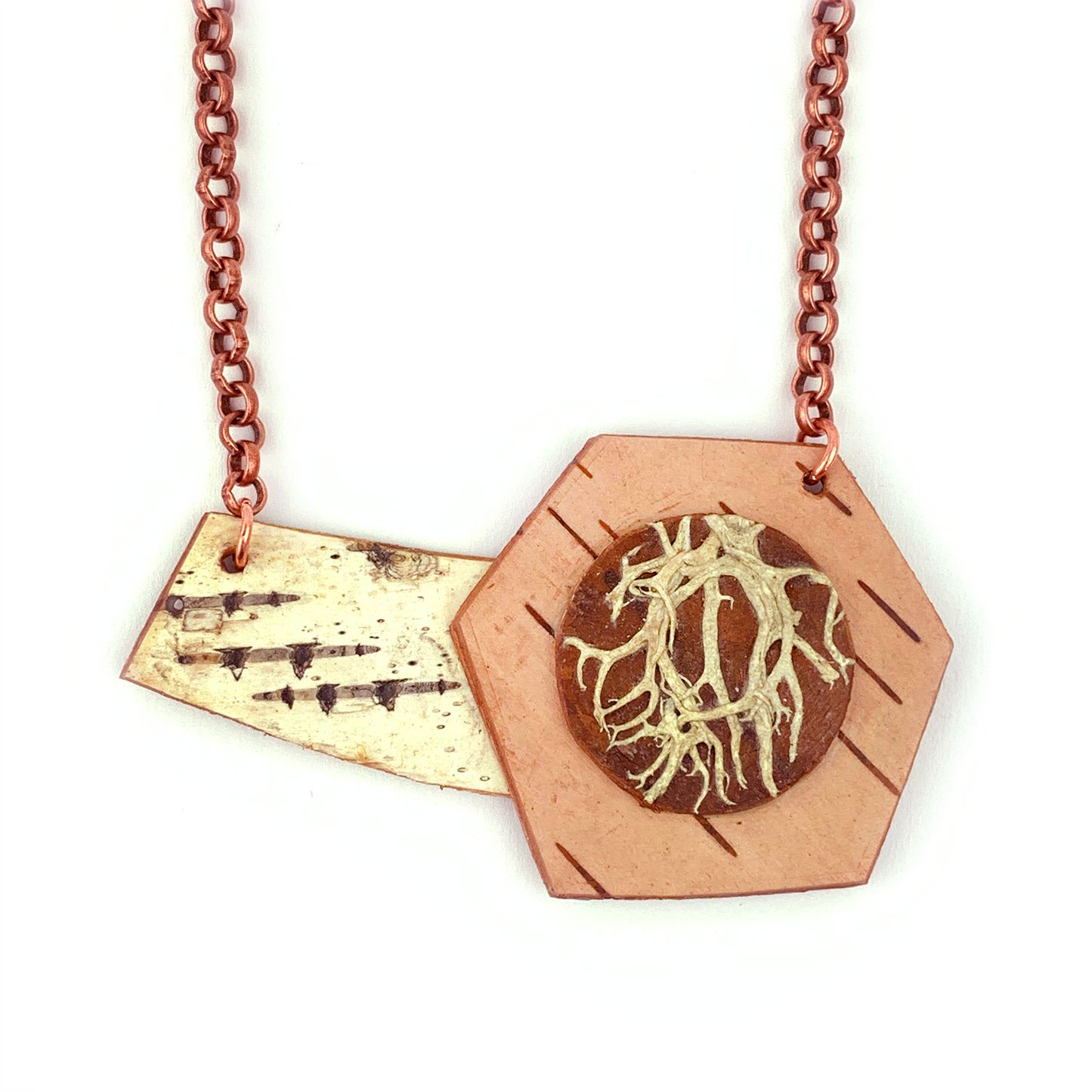 Copper Lichen Birch Wide Necklace