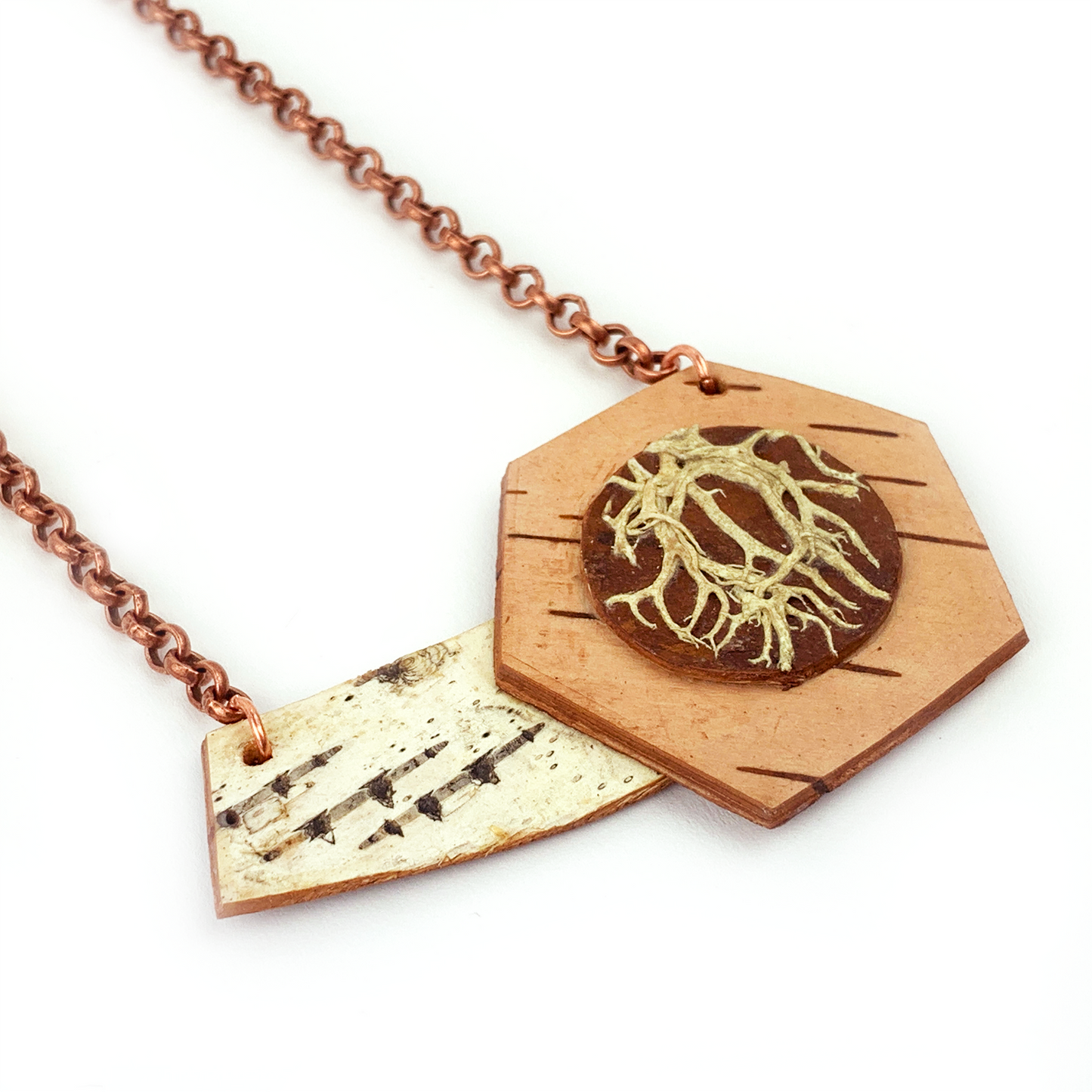 Copper Lichen Birch Wide Necklace