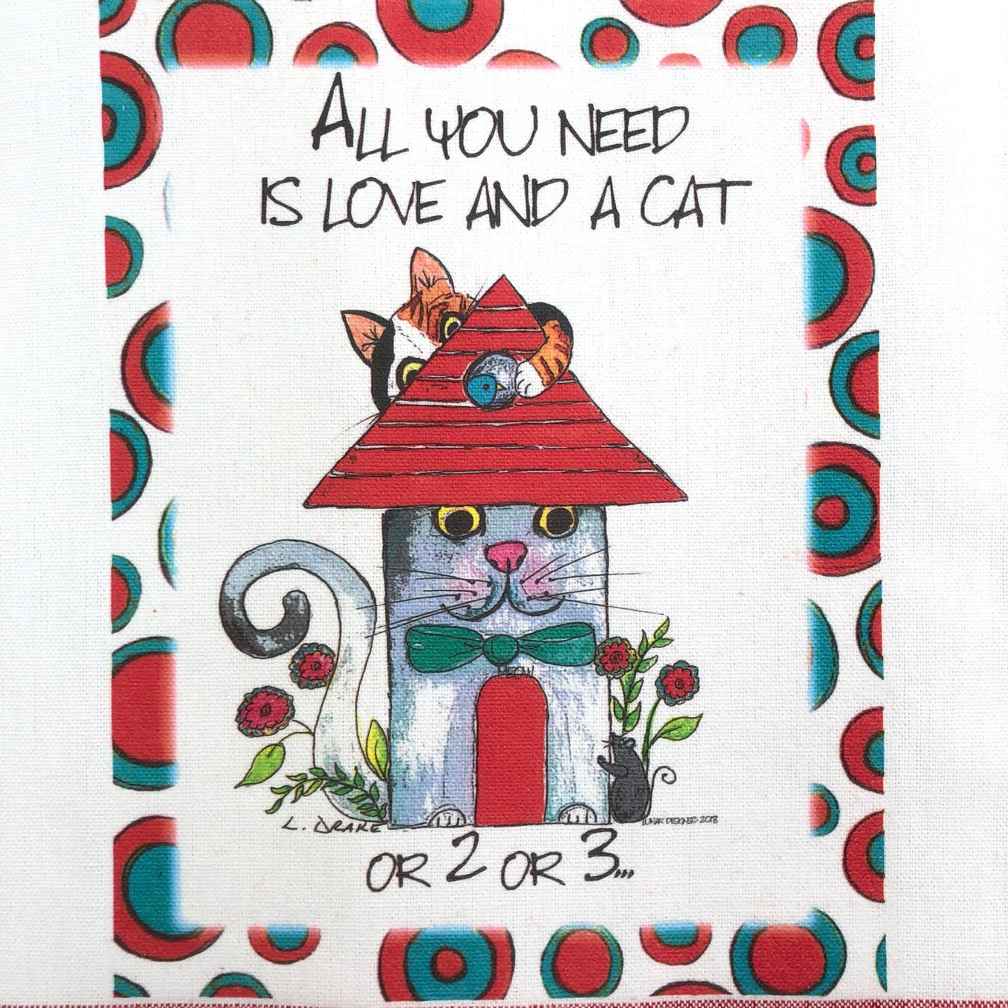 Lunar Designs Kitchen Towel #274 Love/Cat