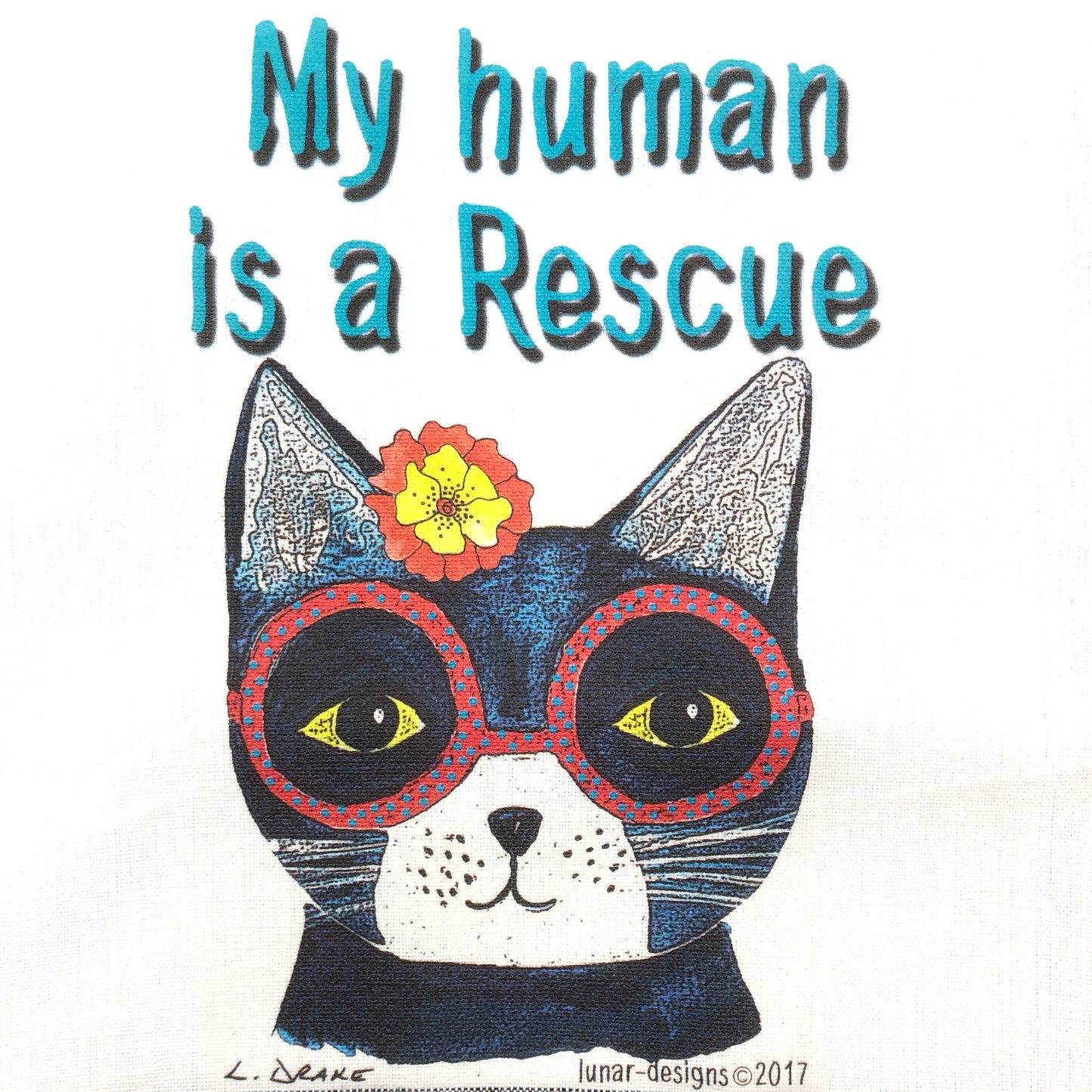 Lunar Designs Kitchen Towel #264 "Rescue Cat"