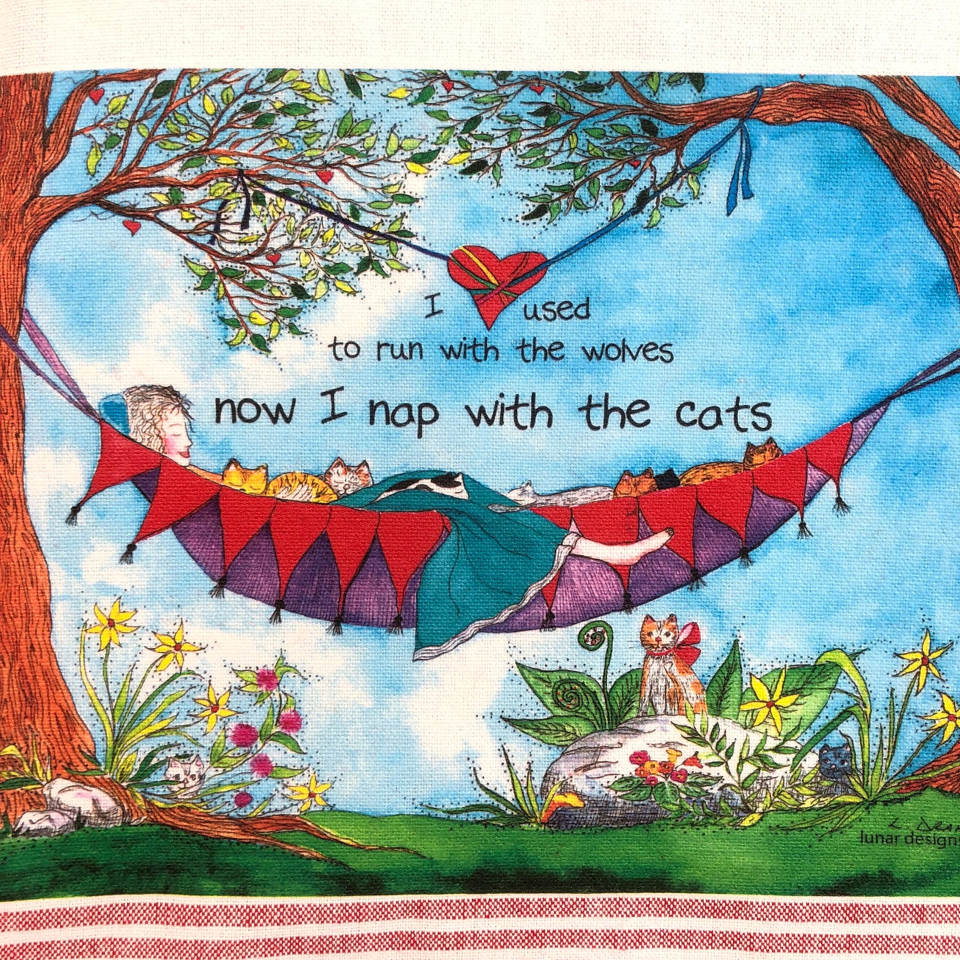 Lunar Designs Kitchen Towel #089 "Cat Nap"