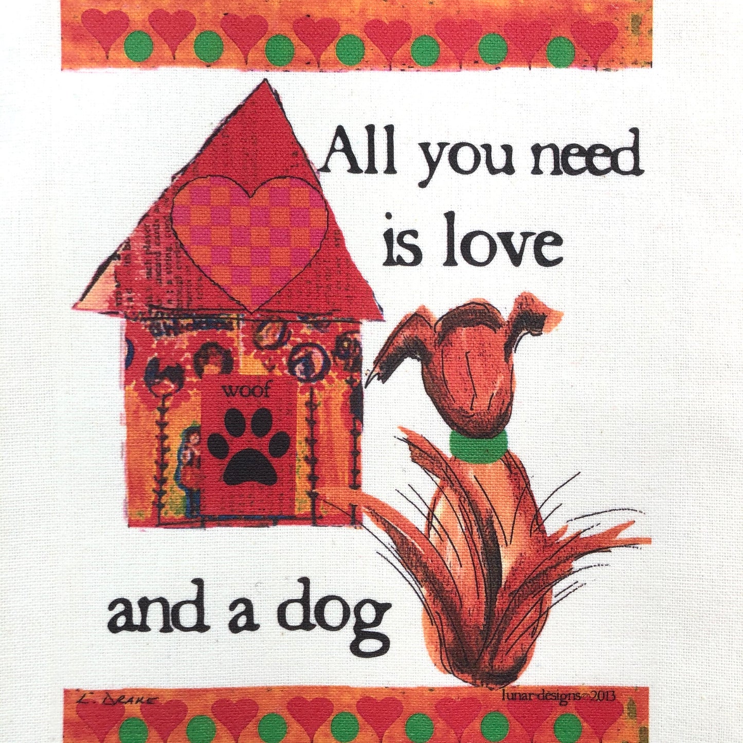 Lunar Designs Kitchen Towel #195 "Dog Love"