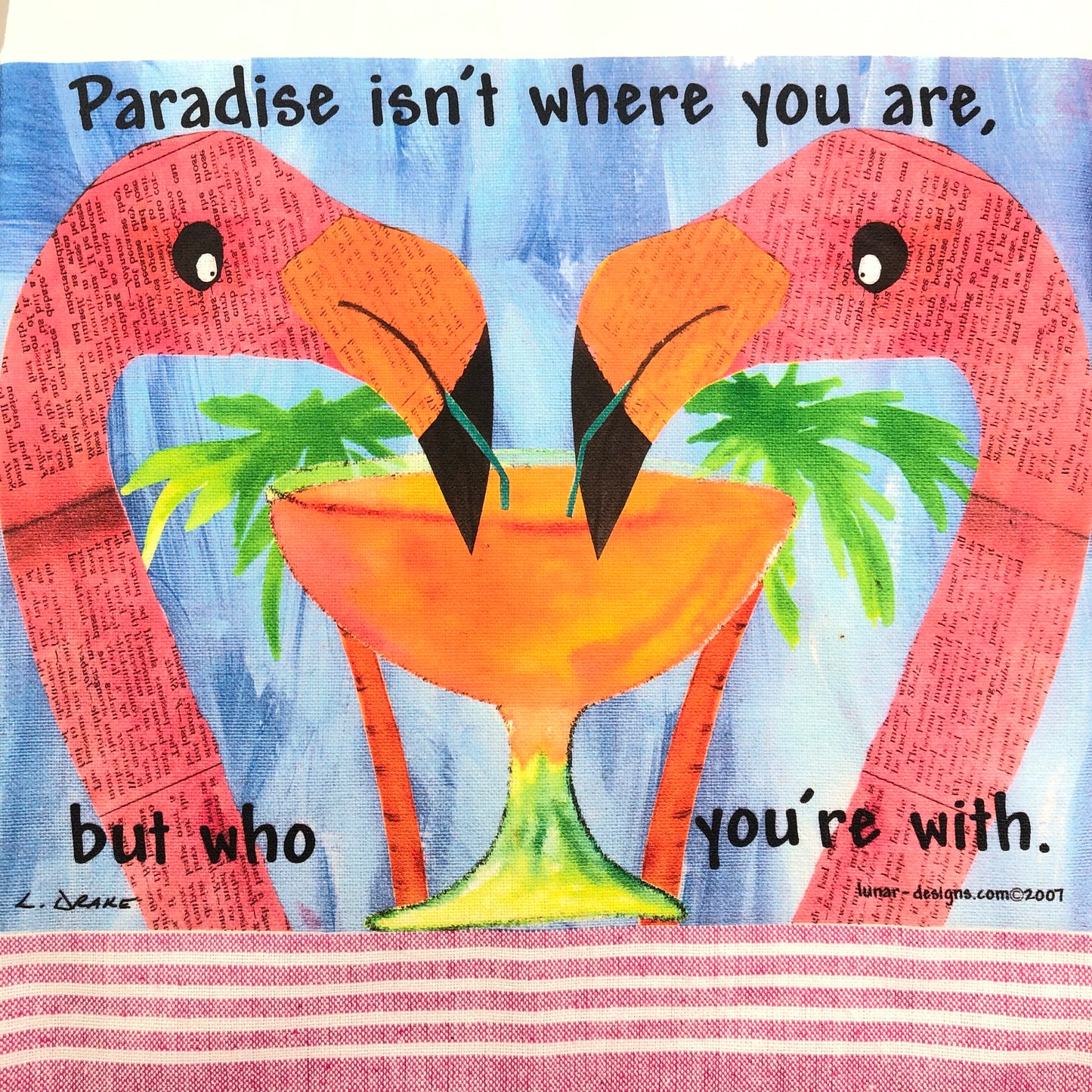 Lunar Designs Kitchen Towel #004 Who Flamingo