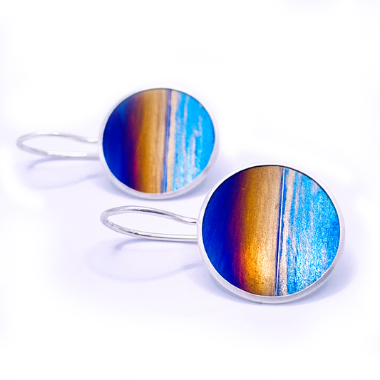 Kenneth Pillsworth Flame Painted Titanium, Lg Round Earring