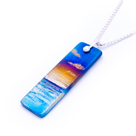 Kenneth Pillsworth Flame Painted Titanium Bar Necklace