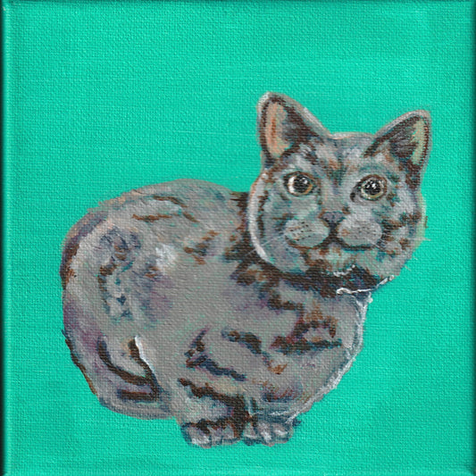 Jordan Bruce "Grey Cat" Acrylic Painting