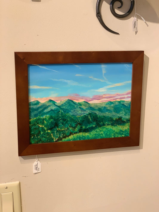 Jordan Bruce "Mountain Sunset" Framed Acrylic Painting
