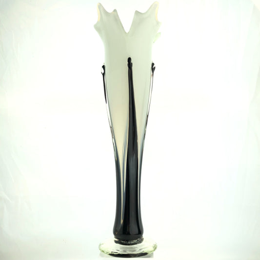 Callahan Mountain Studios Glass Flower Vase (White/Black)
