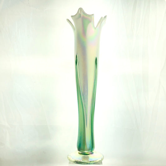 Callahan Mountain Studios Glass Flower Vase (White, Iridized)