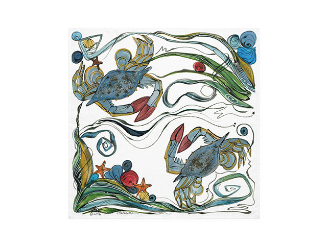 Clay Born Pottery & Textiles Pair of Cloth Napkins Crab