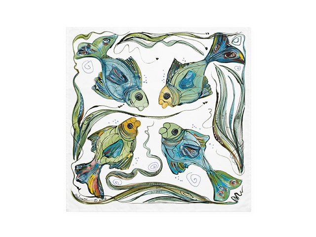 Clay Born Pottery & Textiles Pair of Cloth Napkins Fish