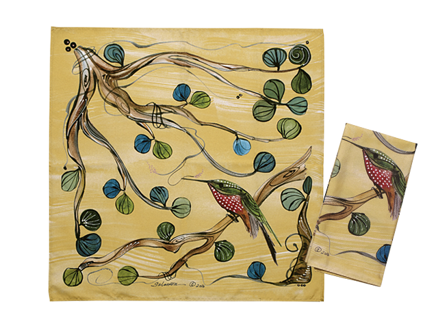 Clay Born Pottery & Textiles Pair of Cloth Napkins Hummingbird