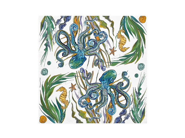 Clay Born Pottery & Textiles Pair of Cloth Napkins Octopus