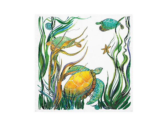 Clay Born Pottery & Textiles Pair of Cloth Napkins Sea Turtle