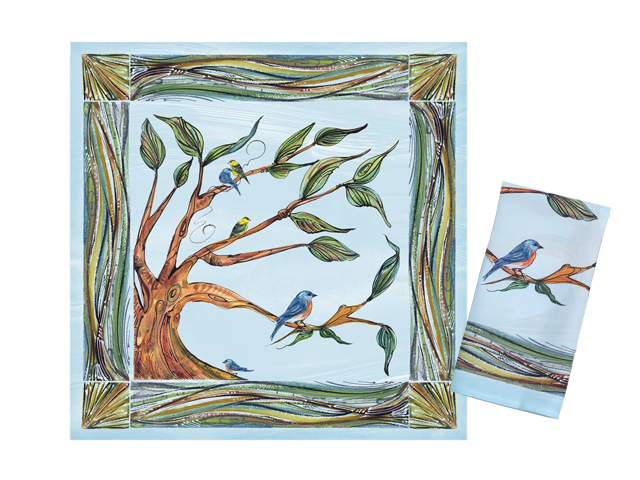 Clay Born Pottery & Textiles Pair of Cloth Napkins Tree + Bird