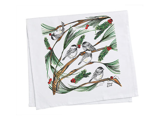 Clay Born Pottery & Textiles Tea Towel Chickadee