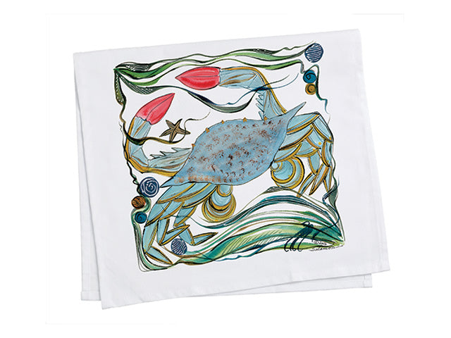 Clay Born Pottery & Textiles Tea Towel Crab