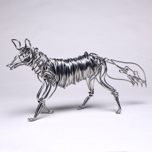 Drawn Metal Wire Fox (Silver)