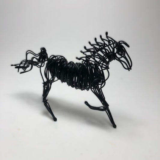 Drawn Metal Wire Small Horse (Black)