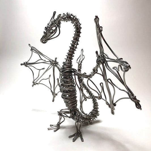 Drawn Metal Wire Dragon (Silver)